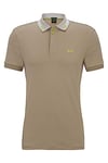 BOSS Mens Paddy 1 Interlock-Cotton Polo Shirt with Embroidered Logo Green