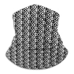 LAKILAN Géométrique,Zigzags Rhombus and Circles Pattern Monochrome Abstract Illustration,Noir Et Blanc Echarpes Et Foulards,Couverture Faciale,Polyvalent Cache-Col,Foulards De Randonnée,Cache Nez,