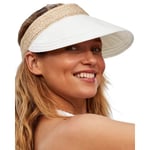 Solhatt Dam Straw Solskärmar Linne Dam Solhatt Packable Visor Hat Cap Dam Sommar Strand Visors Fällbar Rulla Upp Hästsvans