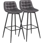 Lot de 2 Tabourets de bar avec repose-pieds Woltu Tabouret pour bar/bistro, Siège en velours, Pieds en métal, Gris foncé