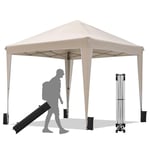 BONTEC Tonnelle de Jardin 3x3m Tonnelle Pliante Imperméable Tentes de Reception Gazebo de Jardin avec 4 Sac de Sable pour Camping, Plage et Jardin, Crème