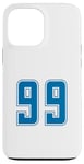 Coque pour iPhone 13 Pro Max Bleu Numéro 99 Équipe Junior Sports Uniforme Numéroté