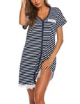 Ekouaer Chemise de Nuit Femme Maternité Robe de Nuit été Coton Nuisette Allaitement Col V Pyjama Sexy Manches Courtes, Ydf2, L