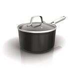 Ninja ZEROSTICK Essentials Cookware 16cm Saucepan with Glass Lid, Non-Stick, Long Lasting Forged Aluminium Saucepan, Induction Compatible, Oven Safe to 260°C, Black C10216UK