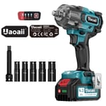 1000Nm(738ft-lbs) Cordless Impact Wrench High Torque 1/2in Impact Gun ,2*4000mAh