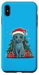 Coque pour iPhone XS Max Chat de Noël avec bonnet de Noël - Chat bleu russe