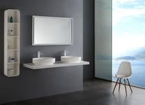 Miroir rectangulaire design, cadre blanc avec éclairage LED fonction tactile salle de bain et toilettes, 2115, 140 x 70 cm