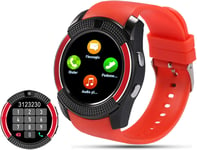 Montre Connectée Femmes Homme Smartwatch Supporte La Carte Sim Caméra Podometre Sport Bracelet Connecté Montre Connectee Pour Samsung Xiaomi Huawei Android Iphone Ios (Rouge)[Wat081008]