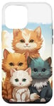 Coque pour iPhone 12 Pro Max Mignon anime chat photo de famille sur rocher ensoleillé jour portrait