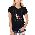 Femme Tee-Shirt Bio Licorne Gamer Girl - Jeux Vidéo Drôles - Unicorn Gamer Girl - Video Games Funny - T-Shirt Graphique Éco-Responsable Vintage Cadeau Nouveauté