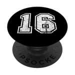 Numéro en détresse #16 Numéro universitaire blanc sport PopSockets PopGrip Interchangeable