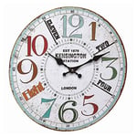 TFA Dostmann Horloge Murale Vintage analogique, 60.3045.11, Kensington, Horloge de Gare, Motif rétro, Multicolore, Noir