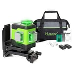 Huepar Niveau Laser Vert à 3x360 avec Batterie Li-ion Rechargeable, Laser Level Auto-nivellement Commutable Trois Lignes Laser à 360°, Batterie Li-Ion de Rechange et Sac à Outils Portable Inclus 503CG