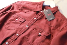 Levi's Chemise Rouge 100% Coton en Jeans Style Western Homme Taille M