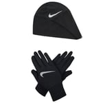 gants Femme, Nike Wmns Essential Running Hat-Glove Set, Noir