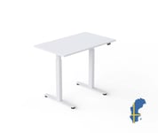 Wulff Höj och sänkbart skrivbord 100x60cm, 2 motorigt, 7 års garanti Färg på stativ: Vit - bordsskiva: laminatskiva