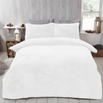 Brentfords Kingsize Duvet Cover Sets Teddy Fleece White, Winter Bedding King Size Duvet Set Quilt Covers Super Soft King Size Thermal Bedding with Pillowcases