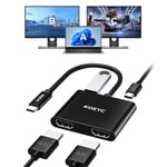 KOZYC USB C to Dual HDMI Adapter 4K@30Hz, USB C Hub Multiport Adapter with 2xHDMI, USB 3.0, 100W PD, Support USB C to HDMI Splitter Extended Display (MST Only Support Windows), Black