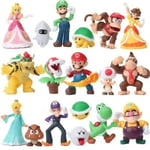 18 kpl Super Mario Bros Toimintafiguurit Super Mary Pvc Pelimalli Nuket Lelut Mario, Luigi, Prinsessa, Kilpikonna, Sieni, Orangutan Sarjakuvakakku...