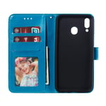 Flip Case for Samsung Galaxy M20, Genuine Leather Case Business Wallet Case with Card Slots, Magnetic Flip Notebook Phone Cover with Kickstand for Samsung Galaxy M20 (Blue)