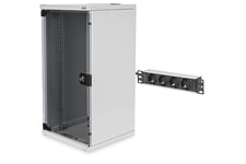 DIGITUS Set: Armoire réseau 10" 12U + Bloc multiprise PDU 4 Ports // Rack 10 Pouces - Montage Mural - h x l x p 592 x 312 x 300 mm - Charge 30kg - Profondeur utile 240mm - Gris