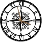 MOXVIO Circinus Horloge Murale en métal 45 cm, Horloge Murale Boussole Noire, Horloge Murale 3D silencieuse en métal sans tic-tac – Art décoratif de Luxe pour Salon, Cuisine, Salle à Manger, Chambre,