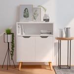 Doc&et² - Buffet blanc brillant 60x30x72 cm bois d'ingénierie