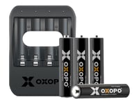 Oxopo Xs Series - 1 H Usb-Batteriladdare - (För 4Xaaa) + Batteri 4 X Aaa - Li-Ion