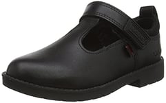 Kickers Infant Girl's Lachly T-Bar Leather School Shoes, Black, 9 UK Child