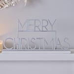 Ginger Ray Décoration de cheminée en métal et bois Merry Christmas, SIL-424, Blanc/argenté