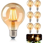 Ccykxa Ampoules Edison rétro E27 Lot de 6 (non dimmable), ampoules led Edison E27 G80 4W, ampoules Edison à filament rétro, lumières décoratives