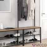 Portemanteau étagère à chaussures portemanteau avec banc Fyrk Noir Bois Vicco