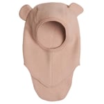 Huttelihut balaclava i ullfleece m/bjørneører, dusty rose