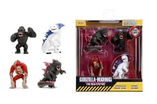 Jada Toys Lot de 4 Figurines Godzilla x Kong (Godzilla, King Kong, Shimo, Skar King) - 4 Figurines à Collectionner en métal MonsterVerse de 6,5 cm chacune, pour Fans et collectionneurs à partir de 8