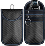 Ironstripe Faraday Pouch for Car Keys | 2 Pack Royal Blue Stitching Faraday Bag