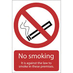 Draper 72167 "Smoking Against The Law" Prohibition Sign