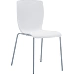 Chaise de cuisine ou véranda empilable pour intérieur ou extérieur assise en plastique blanc cadre en aluminium