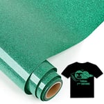 IModeur 5 Ft Rouleau Vinyle Thermocollant Vert Scintillant - 30,5 x 153 cm flex thermocollant Vert pour Cricut Maker, Silhouette Cameo, vêtements, bonnets, pantalons, autres tissus