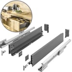 GTV - Système de Tiroirs Axis Pro, Ensemble de Tiroirs, Extraction Totale, Amortissement Intégré, Charge 40 kg, Tiroir Coulissant avec Fermeture Douce - Largeur 450 mm, Hauteur 86 mm, Anthracite