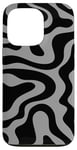 Coque pour iPhone 13 Pro Simple abstrait noir et gris ondulé tourbillon