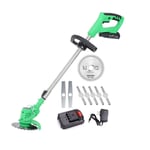 WEIMING INC Electric Cordless Strimmer Handheld Grass Trimmer Lightweight Telescopic Garden Strimmer (3 blades, 650W motor,21V lithium battery),Green