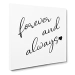 Forever and Always Modern Typography Quote Canvas Wall Art Print Ready to Hang, Framed Picture for Living Room Bedroom Home Office Décor, 14x14 Inch (35x35 cm)