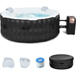 Spa Gonflable Rondφ180x70cm 4 Places avec 108 Jets de Massage,Bain a Remous Gonflable avec Fonction de Chauffage et Systeme de