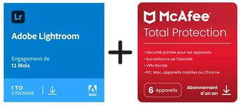 Adobe Photoshop Lightroom Including 1TB Cloud Memory & McAfee Total Protection 2023 |6 appareils | 12 Mois | 2023 | Code d'activation - envoi par email