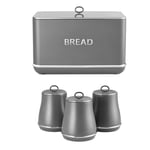 Tower Renaissance Bread Bin & Canisters Kitchen Set (Grey)