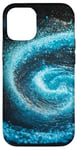 Coque pour iPhone 12/12 Pro Turquoise spirale particules tourbillons espace