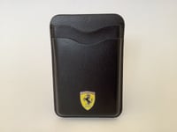 New Ferrari Motors Smooth Black Leather Magnetic Card Holder Boxed