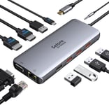 USB C Docking Station Dual HDMI 11 in 1 USB C Hub Multiport Adapter Dual Monitor