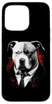 Coque pour iPhone 15 Pro Max Pitbull Dog Gangster en costume Funny Mob Boss sur le thème