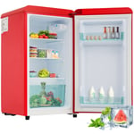 Retro Refrigerateur 76L - ave céclairage led, pieds réglables, économie d'énergie, Classe énergétique e- 45 dB - Rouge